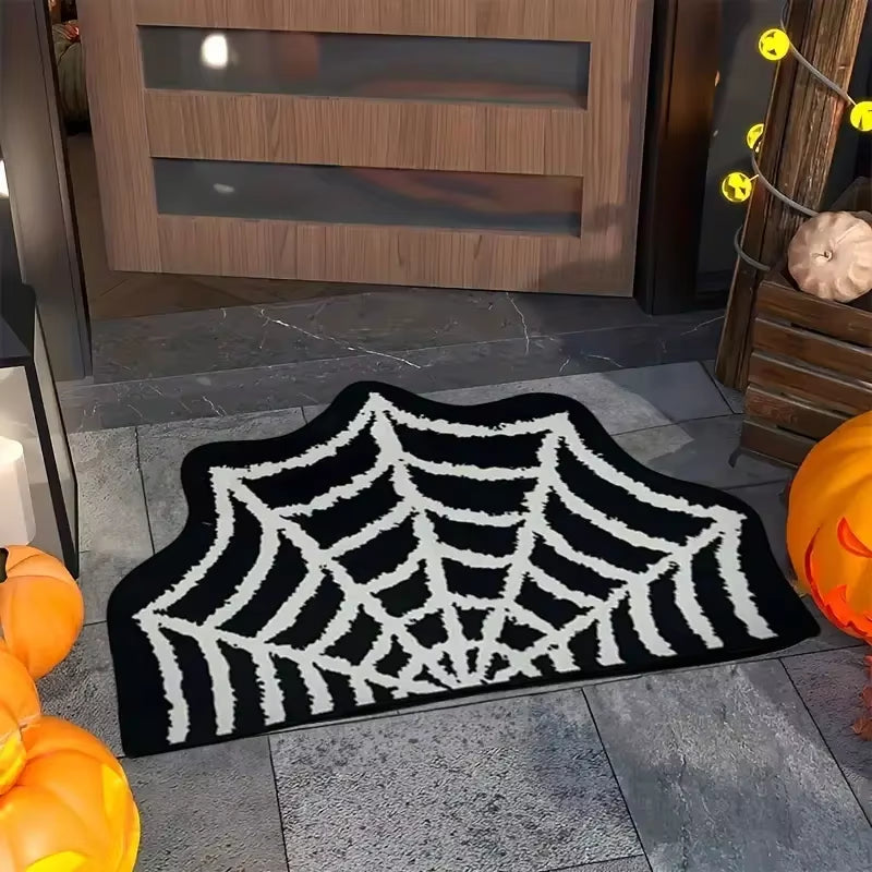 Halloween-Themed Bat-Shaped Non-Slip Bathroom Rug - Black Indoor Floor Mat for Living Room Decor