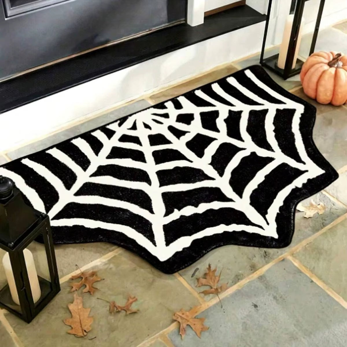 Halloween-Themed Bat-Shaped Non-Slip Bathroom Rug - Black Indoor Floor Mat for Living Room Decor