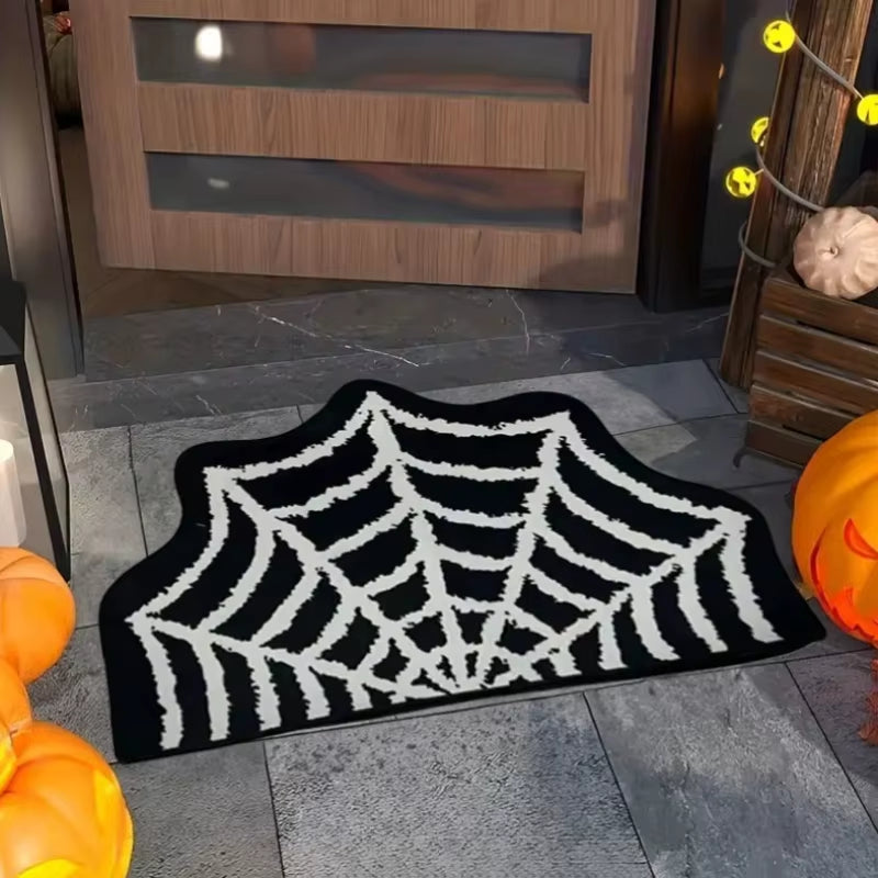 Halloween-Themed Bat-Shaped Non-Slip Bathroom Rug - Black Indoor Floor Mat for Living Room Decor