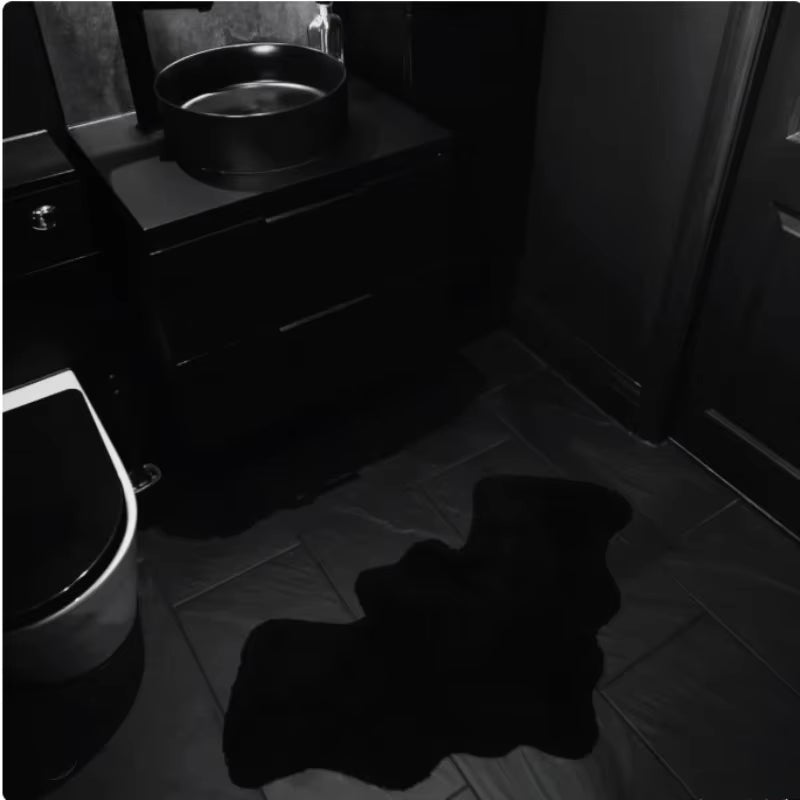 Halloween-Themed Bat-Shaped Non-Slip Bathroom Rug - Black Indoor Floor Mat for Living Room Decor
