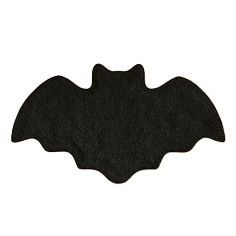 Halloween-Themed Bat-Shaped Non-Slip Bathroom Rug - Black Indoor Floor Mat for Living Room Decor